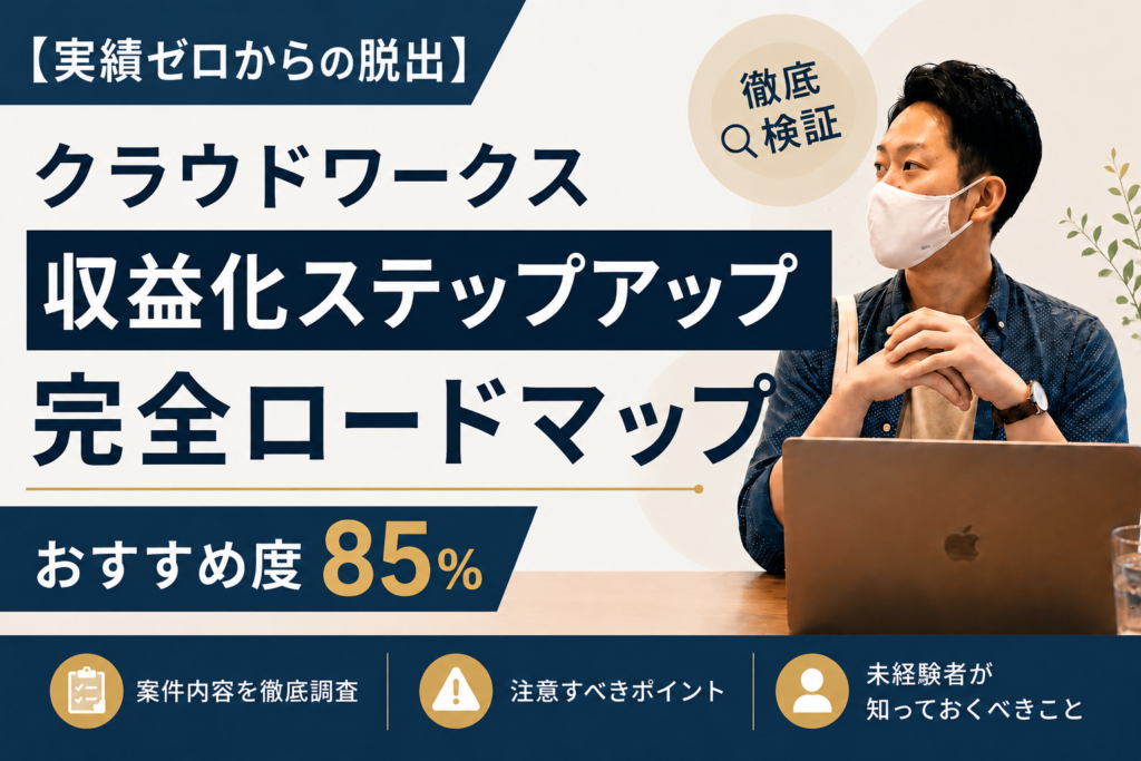 【実績ゼロからの脱出】クラウドワークス収益化ステップアップ完全ロードマップ｜おすすめ度85％