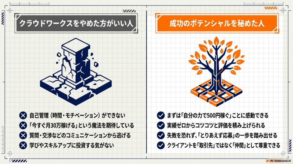 クラウドワークスを取り組むべき人。取り組まないほうがいい人