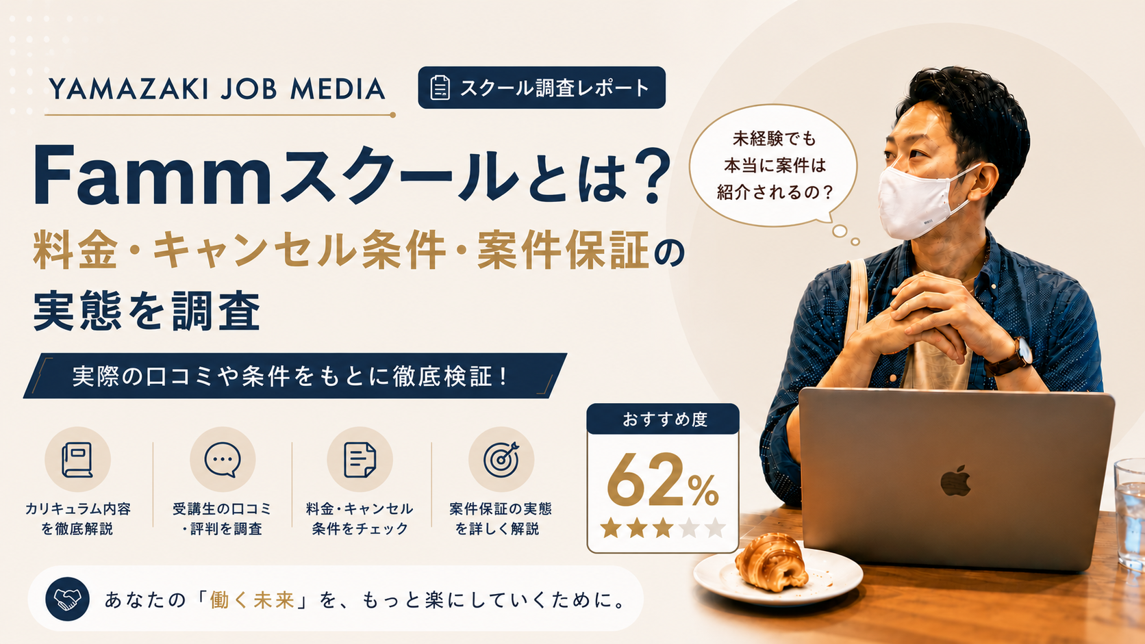 Fammスクールは怪しい？料金・キャンセル条件・案件保証の実態を調査｜おすすめ度62%