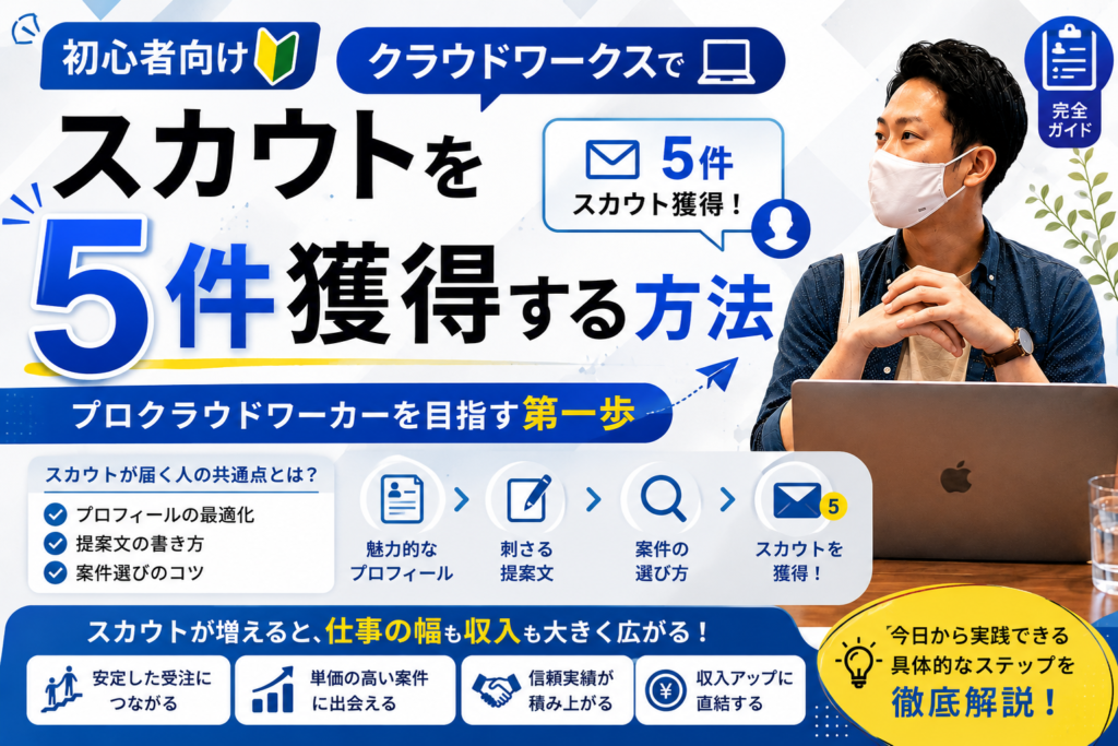 【初心者向け】クラウドワークスでスカウトを5件獲得する方法｜プロクラウドワーカーを目指す第一歩