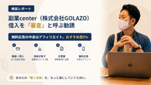 副業center(株式会社GOLAZO)は怪しい?借入を「審査」と呼ぶ勧誘を調査|おすすめ度5%