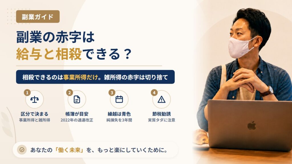 副業の赤字は給与と相殺できる？雑所得と事業所得で変わる損益通算
