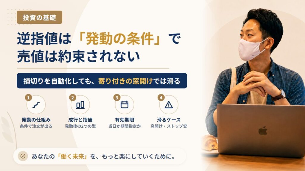 逆指値注文とは？損切りを自動で入れる仕組みと、思った値段で売れない（滑る）4つのケース