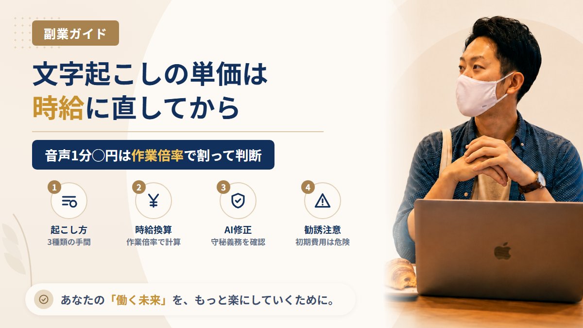文字起こし副業の単価は音声1分いくら?時給換算とAI修正案件の注意点