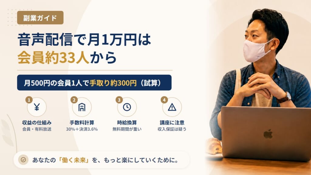 音声配信の収益化は何人で月1万円？stand.fmの手数料から手取りを計算
