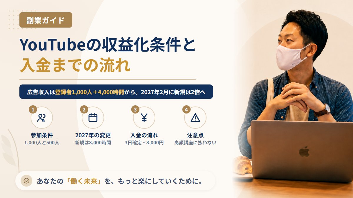 YouTubeの収益化条件と広告収入の入金の流れ|登録者・再生時間と2027年の変更